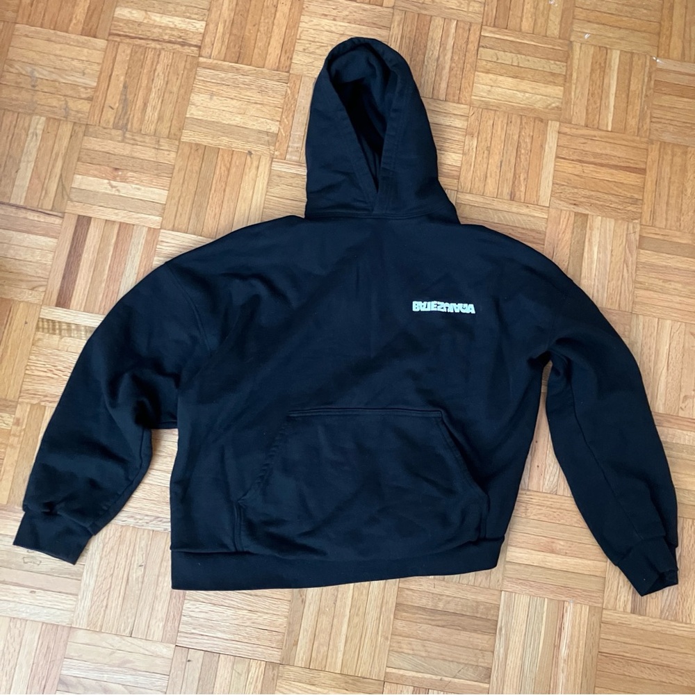balenciaga sz L unisex hoodie sweatshirt reverse black backwards hoodie